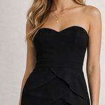 Club Monaco  Black Strapless Tiered Ruffle Cocktail Dress - Size 0 Photo 0