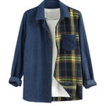 Zaful NWT Womens Corduroy Shirt Plaid Boyfriend Oversized Button Down with Pockets SM Photo 0