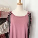 Free People x Tricia Fix Metal Fringe Relaxed T-Shirt Pink Sz L NWT Photo 2