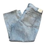 EXPRESS Straight Ankle High Rise Stone Wash Jeans Size 16 R Ripped Knee Photo 4