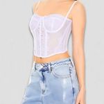 Forever 21 Cropped Top Bustier Cami Corset Sheer Floral Lace Violet/Lavender M Photo 0