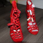 Womens Vince Camuto Narrital Lace Up Caged Dress Sandals 7 1/2 Red Size 7.5 Photo 1
