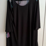 Clara Sun Woo Dress Size 1X Black Abstract Flowy Tunic Wrinkle Photo 0