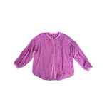 Free People  Maddison Eyelet Blouse Orchid L Button Front Long Sleeve Oversized Photo 5