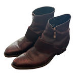 John Fluevog Burgundy Leather Harness Ankle Boots Pointed Western Unisex M7/W9 Photo 0