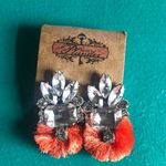 Rhinestone orange salmon fringe earrings Photo 0