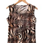 TANJAY Women's Animal Print Tank Top With Cardigan Jacket Set Size S Petite PS Brown Photo 2