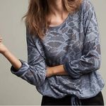 Anthropologie  Saturday Sunday Laser Cut Rolled Sleeve Pullover‎ Blue Size Medium Photo 0