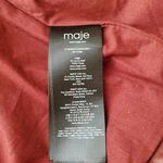 Maje  Bixente Lamb Leather Red Moto Belted Jacket in Bordeaux Size FR 40 US 10 Photo 4