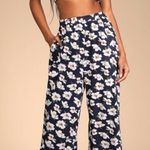New Lulus Navy Blue White Floral Print Smocked Two Photo 0