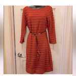 Sharagano 2/$30 sun-dried tomato red dress 8 long sleeves crochet tea length Photo 7