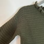 Madewell Ruffle Neck Cotton Merino Wool Boxy Pullover Sweater Olive Green Photo 4