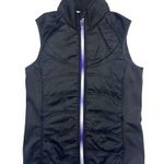 Athleta Flashback Embroidered Full Zip Vest Size M Black Purple Puffer Fleece G5 Photo 3
