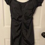 Betsy and Adam Dress Black Cap Sleeve Ruched By Linda Bernell Open Back VTG Size 8 Photo 0