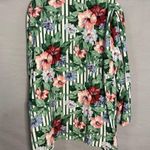 Floral Retro Vintage 90s Blazer Chic Party Jacket Coat 12 Green Striped Hibiscus Size L Photo 6