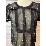 Modcloth  Blouse Prairie Shirt Short Sleeve Sheer Button Front‎ Puff Sleeve Small Photo 9