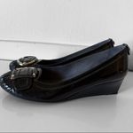 Stuart Weitzman Low Wedge Pump Women Size 8.5 Black Patent Leather Buckle Comfy Photo 5