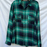 Maurice's  Teal & Blue Button Up Plaid Top Woman’s Size 2 Photo 0