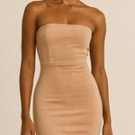 Kookai Quiet Luxury Bodycon Strapless Midi Dress Small Beige Minimalist Capsule Photo 0