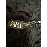 ZARA  Black Long Sleeve Textured Crinkled Mock Neck Cropped Blouse Top Size S Photo 2