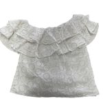 Lilly Pulitzer Top Womens X Small White Trixie Eyelet Off Shoulder Ruffle Cotton Photo 1
