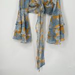 Etophe studios Womens  L Bell Sleeve Cropped Sheer Blouse Hippie Boho Festival Photo 3