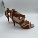 Calvin Klein Zahara Linen Leather Strappy Heel Sandals Women Size 6.5M Brown Photo 6