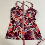 Athleta  Floral Power Y Tank Top Size MT Crossback Shelf Bra Activewear Photo 4