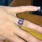 Natural Star Ruby Moissanite Sterling Silver Ring Purple Size 6 Photo 2
