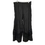 Susan Graver Black Wide Leg Cropped Pants Lace Trim Elastic Waist Women's 16 Photo 3