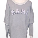 Fantastic Fawn  Gray 'MAMA' Oversized Sweatshirt Layered Long Sleeves  Photo 0