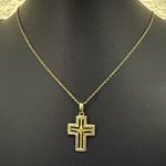 Vintage Ross Simons 925 China Vermeil Gold Over Silver Cross Pendant Necklace 2g Photo 5