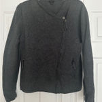 Talbots Women's Charcoal Gray Heavy Knit Moto Jacket Cardigan Size L EUC Photo 0