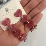 Sparkly pink heart drop earrings Pink Photo 2