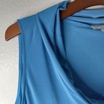 Tahari  Larry Levine XL Workwear Sleeveless Cowl Soft Shell in Turquoise Blue Photo 4