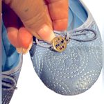 Tory Burch CHELSEA LIGHT OCEAN BLUE BALLET TOE BOW CHARM ROUND TOE FLATS 7 Photo 2