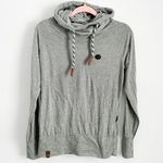 Naketano Heathered Gray Green Cowl Neck Hoodie Top sz Medium Photo 0