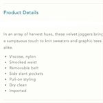 Anthropologie Gloria Velvet Joggers Blue Size XS
Retail $128.00 Photo 7