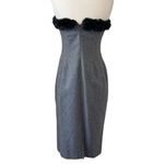 Shoshanna  tweed herringbone faux fur strapless bustier dress Photo 14