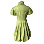 Frank Lyman Design Celery Green Bubble Hem Puff Sleeve Button Down Belted Dress Size 6 Photo 1