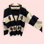 Vintage 80’s varsity stripe aztec embroidery oversized cardigan chunky funky Blue Size L Photo 2