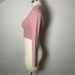 Pink Ribbed‎ Long Sleeve Mock Neck Crop Top – Small – Y2K Minimalist Layering Photo 3