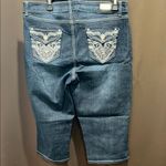One 5 One  Women's Dark Blue Cropped Jeans with Embroidered Pocket, Size 12 Photo 3