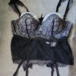 Delicates  Vintage Black Lace Bustier Corset Size L Photo 0