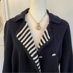 Tory Burch  Striped Collar Navy Peacoat Jacket Nautical Coastal Chic Size L Photo 4