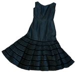 1950s Style Black Velvet Trim Tiered Cocktail Dress Red Tulle Unbranded Small Photo 1