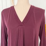 Loft Maroon Long-sleeved V-Neck Blouse Photo 1