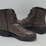 Guess Los Angeles Womens Brown Logo Ankle Combat Lace Up Boots Side Zip Sz 8.5M Photo 9