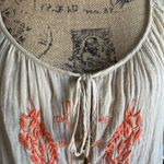 Vintage America Cream and Orange Embroidered Tunic! Size L Photo 2