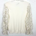 Siani Milano Vanilla Floral Lace Sleeve Sweater Rayon Blend Crewneck Size Medium Photo 1